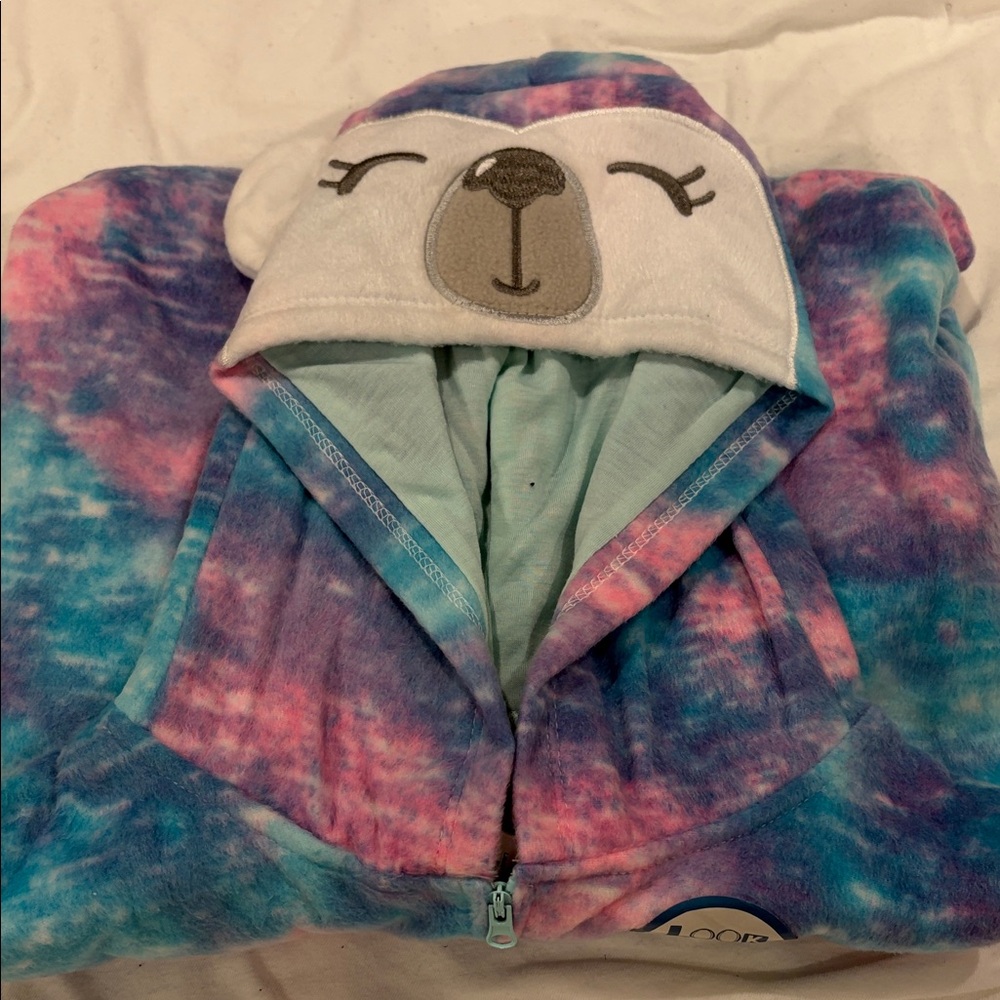 Cozy Kids Pajamas with Bear Hood - Blue and Pink